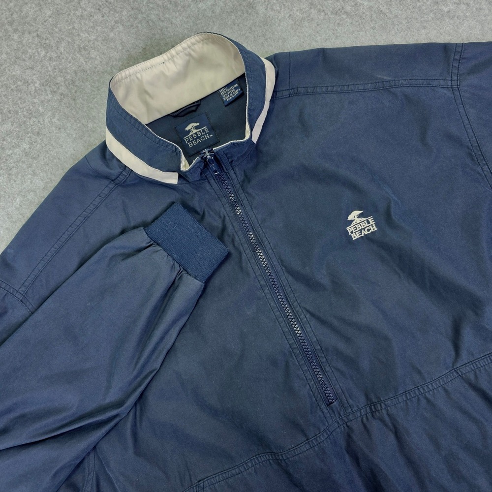 Pebble Beach Men's Blue Golf Windbreaker Jacket‎ Half Zip Water Resistant Size M